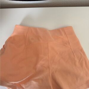 High Waist Peach Ribbed Women's Shorts